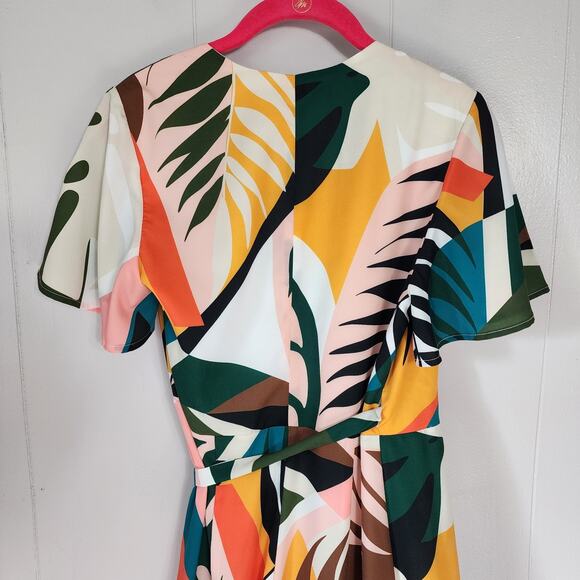 Farm Rio Look Hutch Kiera Tropical Print Wrap Maxi Dress XS - Picture 13 of 16